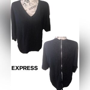 Express Women's Sweater. Black With Sparkle Zipper Back High Low Size Medium